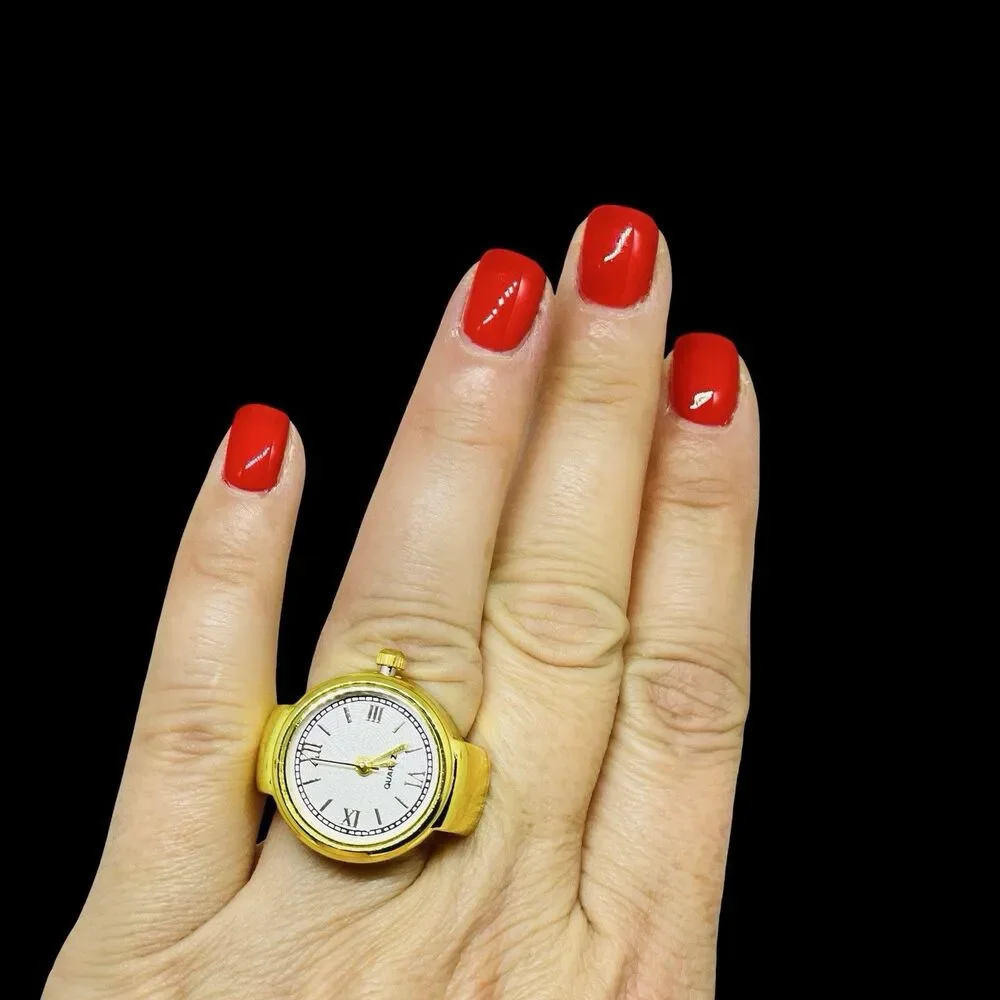 BOZHI Ring Watch Gold Design With Crystals New